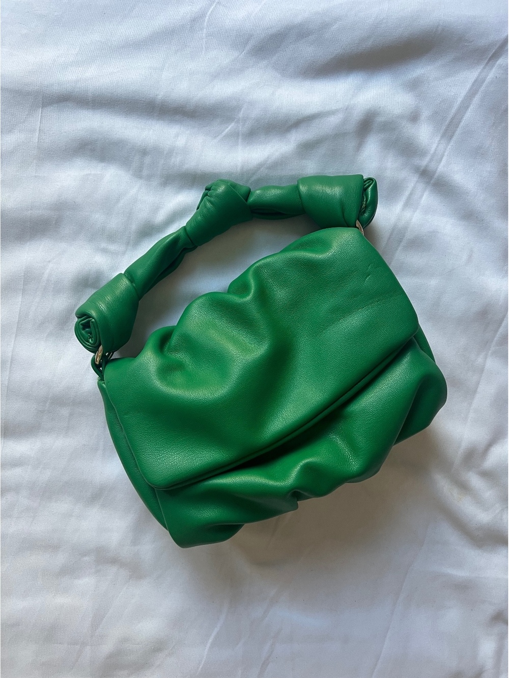 Zara Green Ruched Mini Shoulder Bag